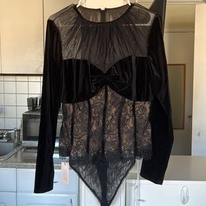 Lace and velvet bodysuit NWT